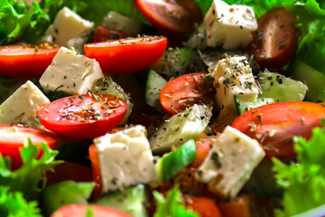 Cooking a salad of fresh vegetables, good nutrition