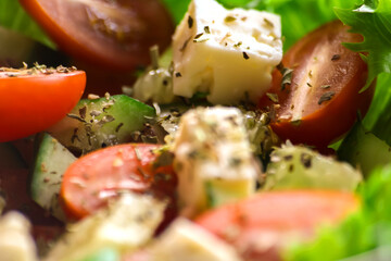 Cooking a salad of fresh vegetables, good nutrition