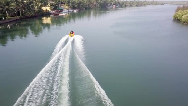 boat in a river at Cavelissom, Goa, India