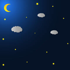 Fototapeta premium Vector night sky background stars and moon