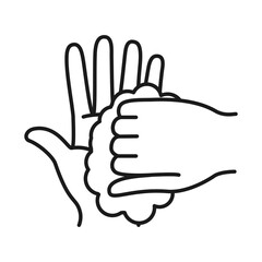hands washing with soap, line style