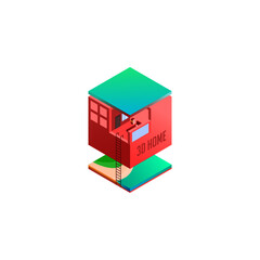 3d house isometric design