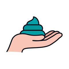 hand with soapy foam icon, line and fill style