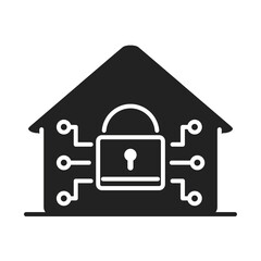 cyber security and information or network protection smart house padlock silhouette style icon