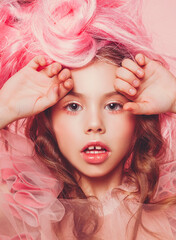 beautiful little princess girl in pink dress