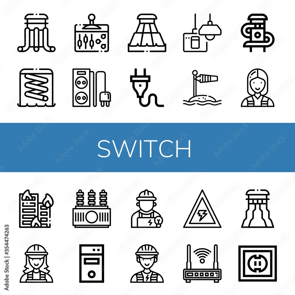 Sticker set of switch icons