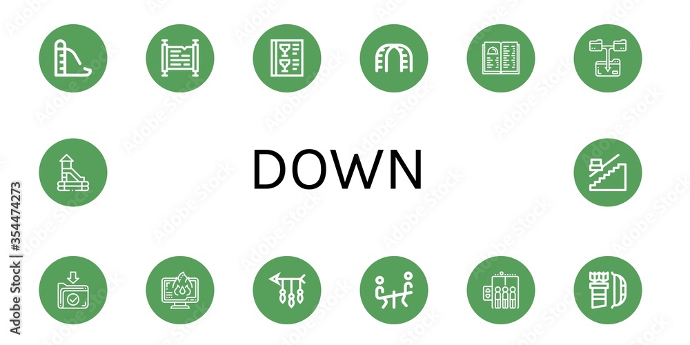 Wall mural Set of down icons