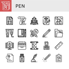 pen simple icons set