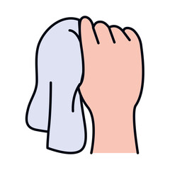 hand with towel icon, line and fill style