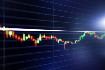 Stock exchange market graph on screen monitor. Economic and financial concept.