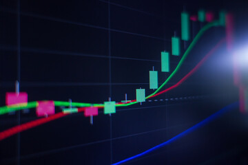 Stock exchange market graph on screen monitor. Economic and financial concept.