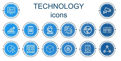 Editable 14 technology icons for web and mobile