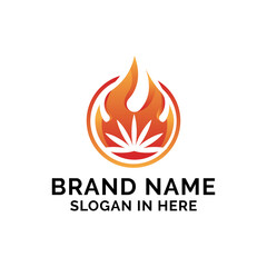 cannabis icon with flames a logo icon vector design illustration