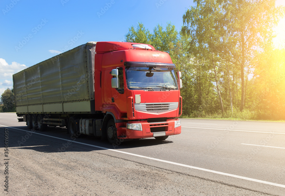 Canvas Prints truck semi-trailer moves on highway