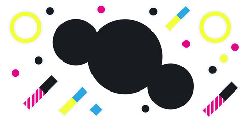 Obraz premium Memphis geometric shapes patterns. Memphis design elements. Retro funky graphic, 90s trends designs and vintage geometric print illustration element. Colorful memphis style backgrounds vector.