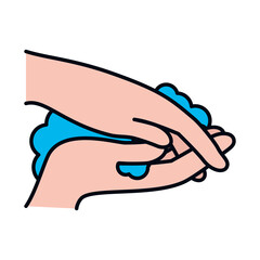 hnads washing with water, line and fill style