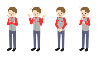 Fototapeta premium Illustration set of 4 poses of male character standing