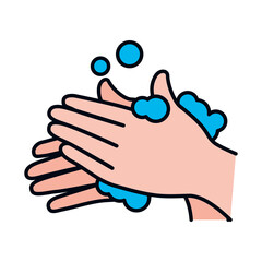 correct hands washing icon, line and fill style
