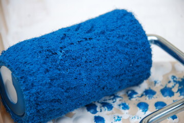 paint roller in blue