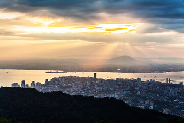 George Town City view from Penang Hill during dawn