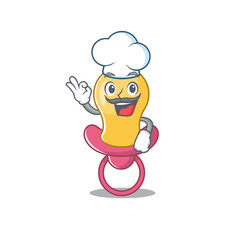 Talented baby pacifier chef cartoon drawing wearing chef hat