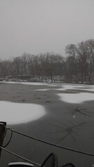 frozen lake in winter central Park NY