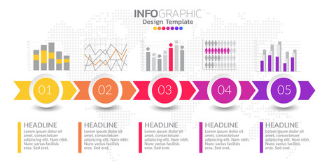 5 Steps timeline infographic design vector and icons