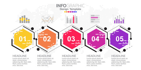 5 Steps timeline infographic design vector and icons