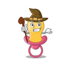 Baby pacifier funny but sneaky witch cartoon character design