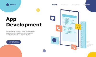 App Development Vector Illustration Concept, Suitable for web landing page, ui, mobile app, editorial design, flyer, banner, and other related occasion