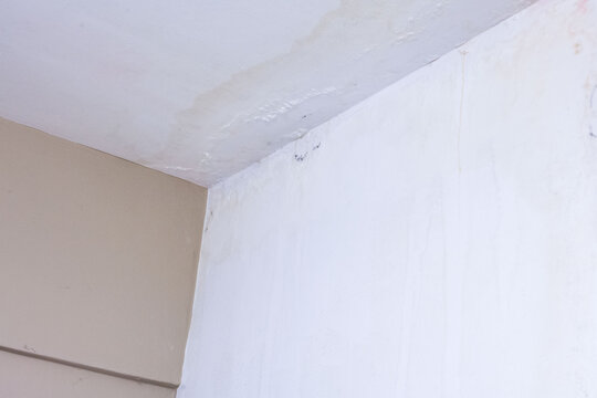 Dirt watery ceiling leaking view indicating dangerous of flood and mold grow