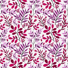 Leaf and Flower pink color Seamless Pattern