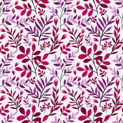 Leaf and Flower pink color Seamless Pattern