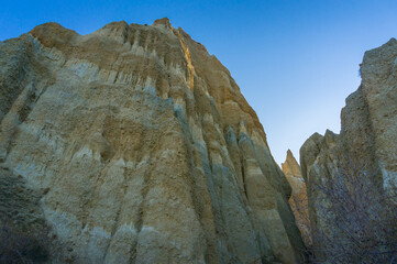 Omarama Clay Cliffs rock formation. Huge sandstone cliffs