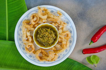 Top view of northern Thai style chili dip