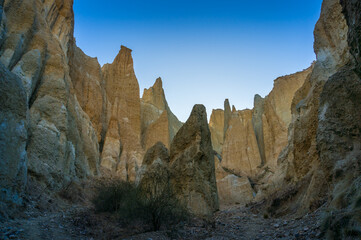 Omarama Clay Cliffs rock formation. Huge sandstone cliffs