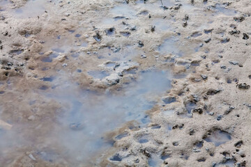 
View of blurry mud texture used for clay mask in beauty products