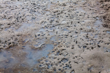 
View of blurry mud texture used for clay mask in beauty products