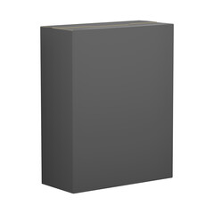 Dark rectangular box package side perspective view. 3D render
