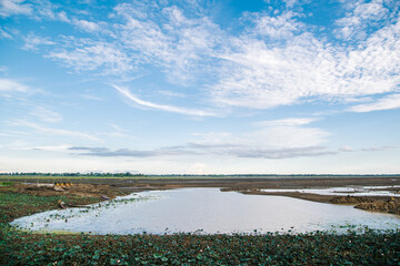 A picture of a dry water storage dam
