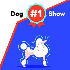 Poodle vector illustration in flat style, Dog Show template 