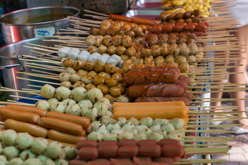 Assortment of Thai street food snacks in Bangkok