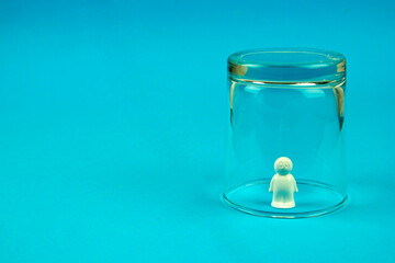 man under a glass bell,isolation and self-isolation, loneliness and introverted lifestyle, social...
