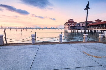 Sunrise view in George Town Penang with jetty background