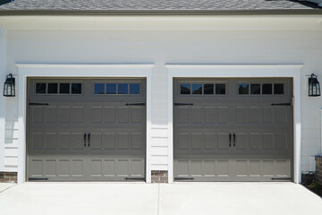 Residential house two garage doors