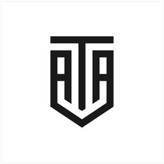Letter ATA, TAA Logo Vector with Shield logo design inspiration, vector