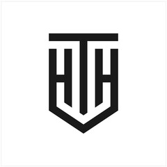 Letter THH, HTH Logo Vector with Shield logo design inspiration, vector