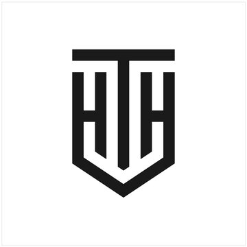 Letter THH, HTH Logo Vector with Shield logo design inspiration, vector