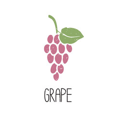 Ripe colored caption grape symbol isolated on transparent background. Colorful pictogram original design. Can be used for infographics, identity or decoration. Vector hand drawn illustration