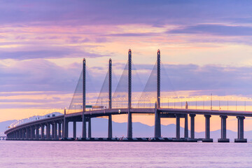 2nd Penang Bridge view during dawn in George Town, Penang, Malaysia